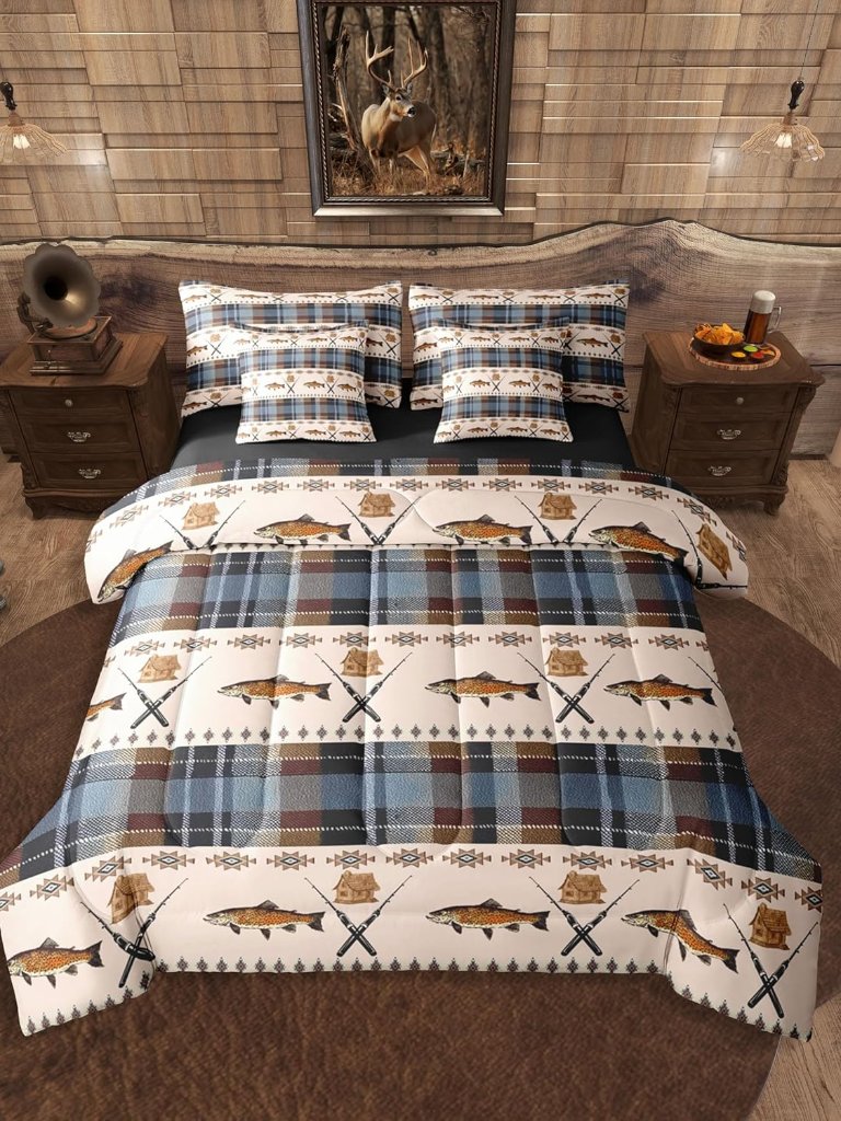 Big Fish Comforter Set With Sheets King Size Aztec 7-Piece Bedding Set For Kids